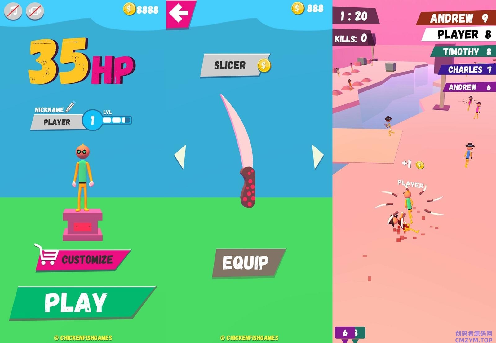 有趣的io类对战游戏 飞刀大乱斗-创码者资源网