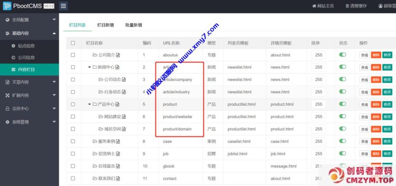PbootCMS灵活的多层级URL地址模式配置-创码者资源网