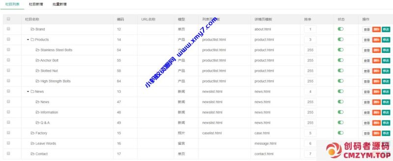 PbootCMS后台设置二级菜单默认展开（后台栏目所有展开）-创码者资源网