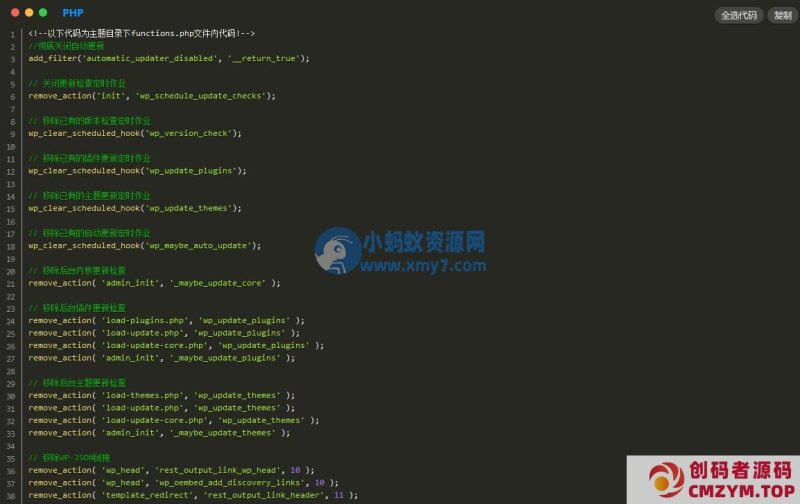 WordPress程序/functions.php收集整理的各种自定义优化代码分享-创码者资源网