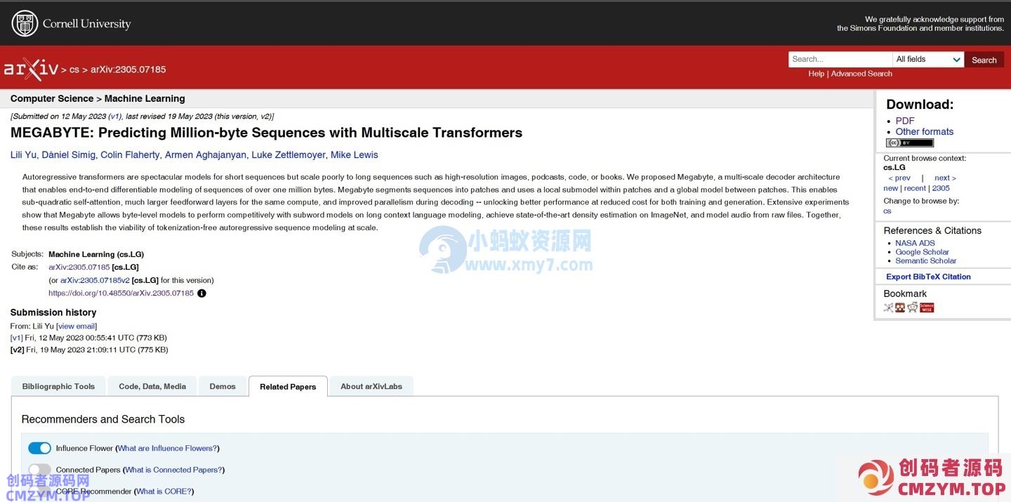 Meta 发布 Megabyte AI 模型抗衡 Transformer：解决后者已知问题、速度提升 4 成-创码者资源网