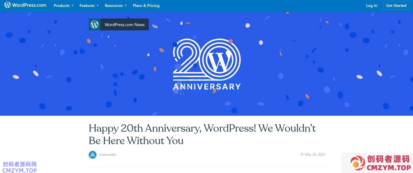 博客平台 WordPress 诞生 20 周年，用户超过 6000 万-创码者资源网