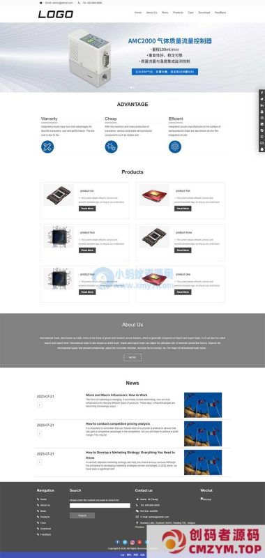(自适应手机端)电子芯片类英文网站模板 pbootcms电子元件网站源码-创码者资源网