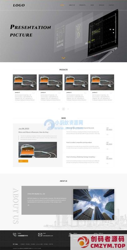 (自适应手机端) 企业通用电子产品外贸网站源码 英文外贸网站pbootcms模板-创码者资源网