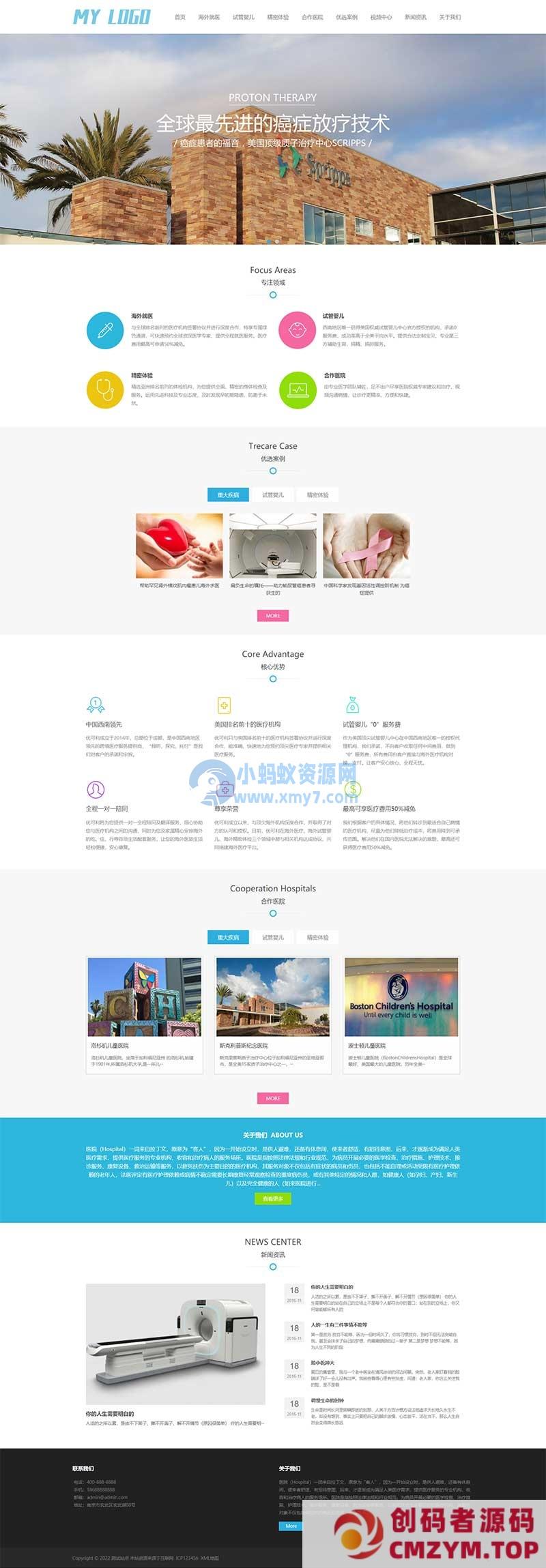 (自适应手机端)海外就医网站源码 医疗试管婴儿网站pbootcms模板-创码者资源网