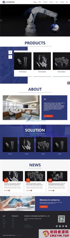 (自适应手机端)响应式五金机械设备外贸网站源码 pbootcms英文外贸网站模板-创码者资源网