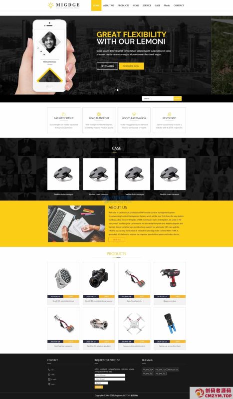 五金电器出口英文外贸类网站模板(自适应手机端)-创码者资源网