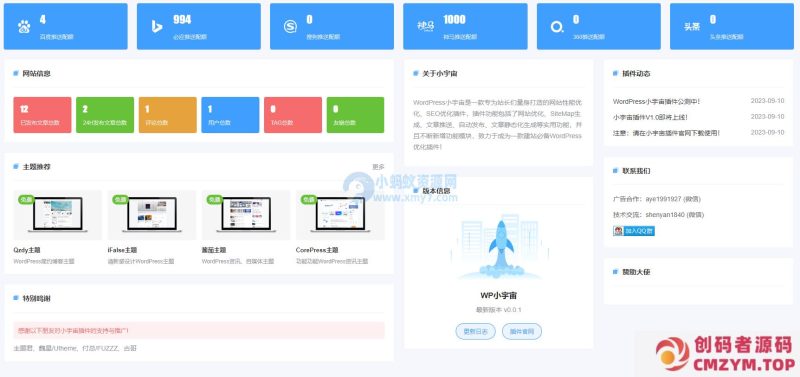 WordPress小宇宙插件-免费的网站性能与SEO优化插件-创码者资源网
