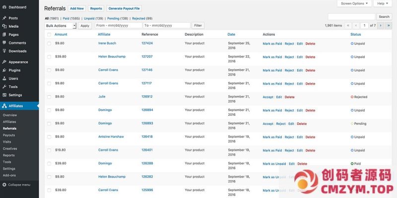 WordPress会员返利营销插件–AffiliateWP v2.23.1 破解版免费下载-创码者资源网