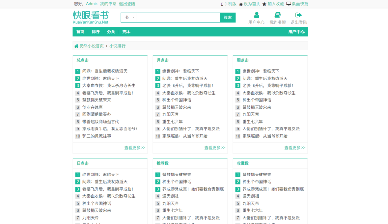 PTCMS4.3快眼看书小说网站源码模板深度SEO优化带自动采集送采集规则