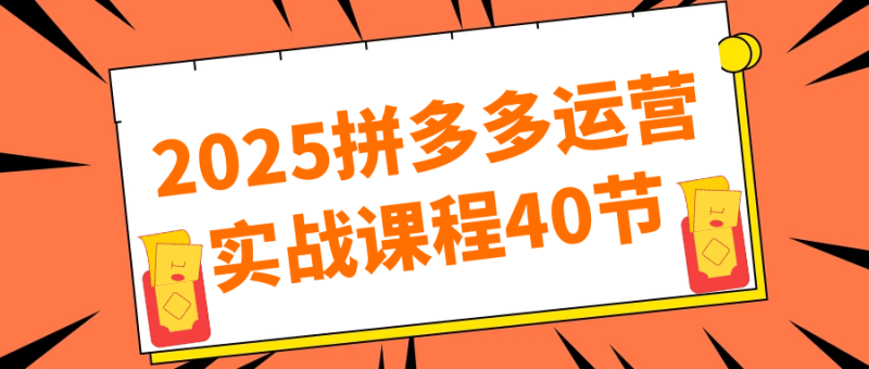 2025拼多多运营实战课程40节-创码者资源网