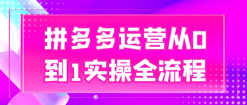 拼多多运营从0到1实操全流程-创码者资源网